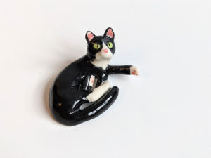 tuxedo cat porcelain figurine