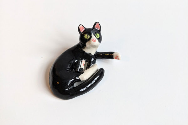 tuxedo cat porcelain figurine