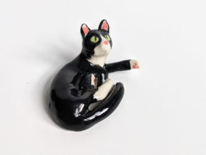 tuxedo cat porcelain figurine