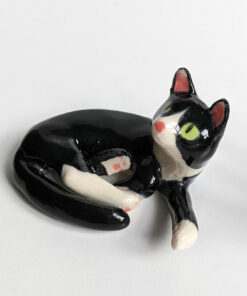 tuxedo cat porcelain figurine