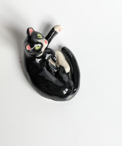 tuxedo cat porcelain figurine