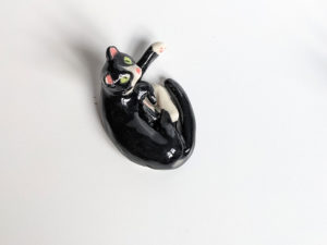 tuxedo cat porcelain figurine