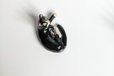 tuxedo cat porcelain figurine