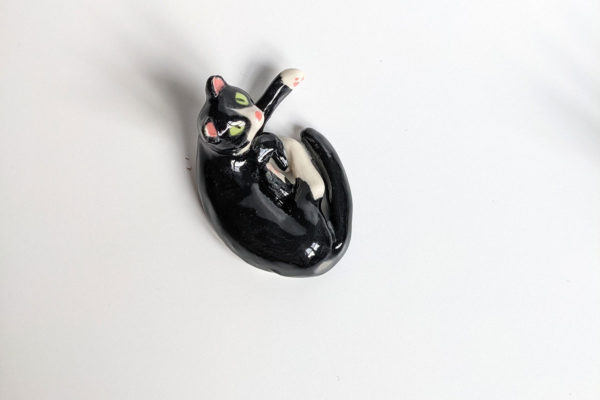 tuxedo cat porcelain figurine