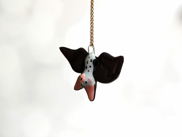 handmade cute porcelain pendant grey bat