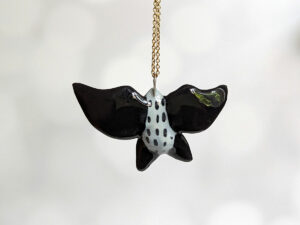 handmade cute porcelain pendant grey bat