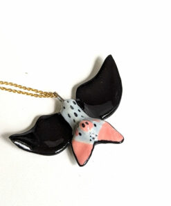 handmade cute porcelain pendant grey bat
