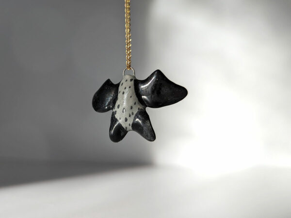 handmade cute porcelain pendant grey bat