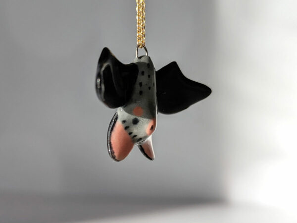 handmade cute porcelain pendant grey bat