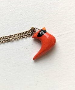 cute red cardinal porcelain pendant