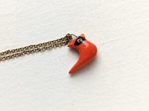 cute red cardinal porcelain pendant