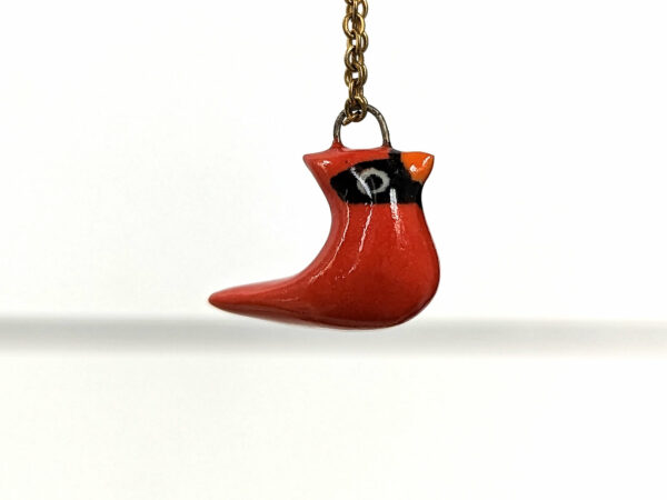 cute red cardinal porcelain pendant