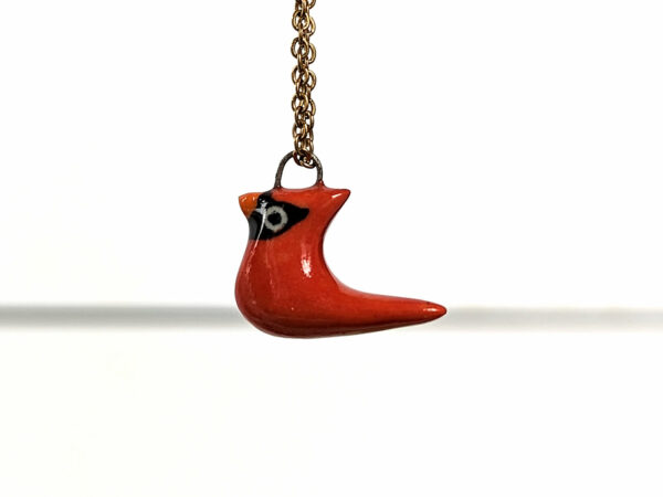 cute red cardinal porcelain pendant