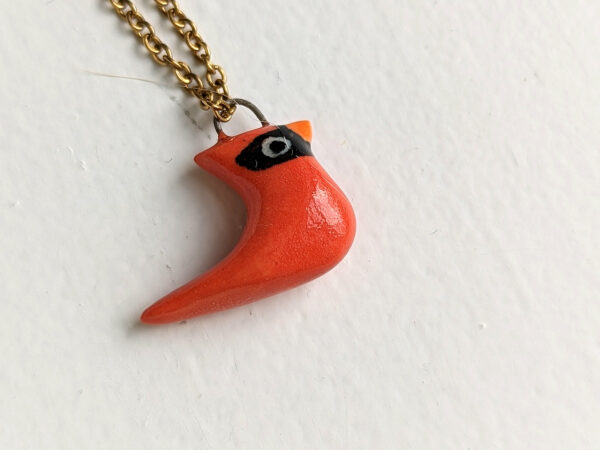 cute red cardinal porcelain pendant