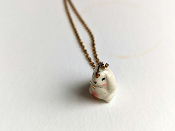 round porcelain bunny pendant cute