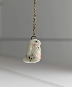 round porcelain bunny pendant cute