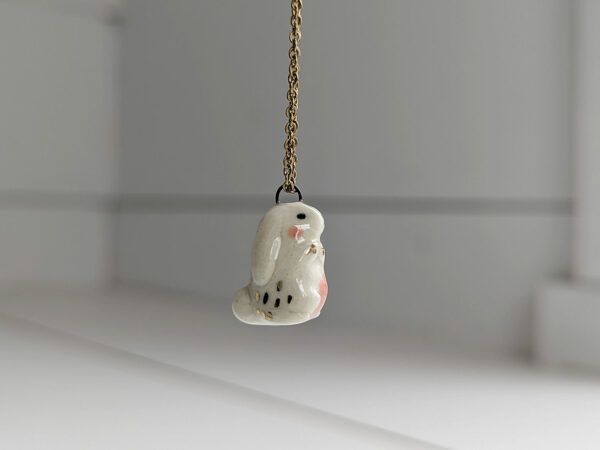 round porcelain bunny pendant cute