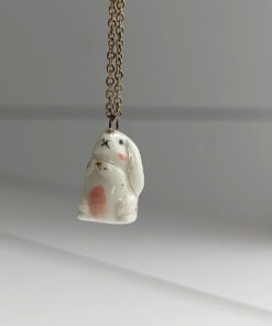 round porcelain bunny pendant cute