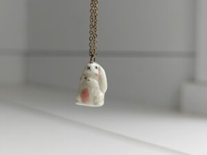 round porcelain bunny pendant cute