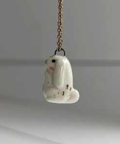 round porcelain bunny pendant cute