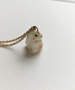 round porcelain bunny pendant cute