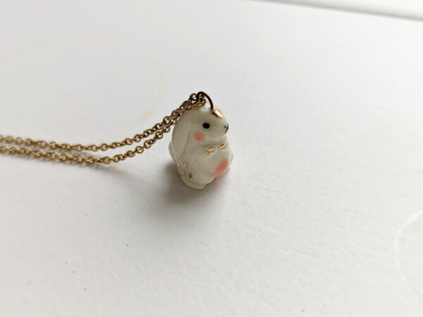 round porcelain bunny pendant cute