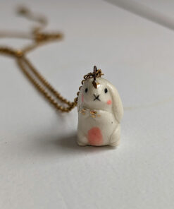 round porcelain bunny pendant cute