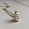 round porcelain bunny pendant cute