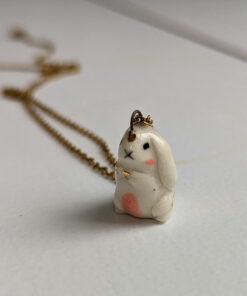 round porcelain bunny pendant cute