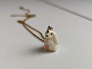 round porcelain bunny pendant cute