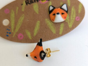 fox ear rings porcelain