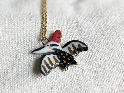 Porcelain pendant : Pterosaur - Pileated Woodpecker
