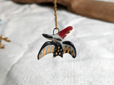 Porcelain pendant : Pterosaur - Pileated Woodpecker - Image 4