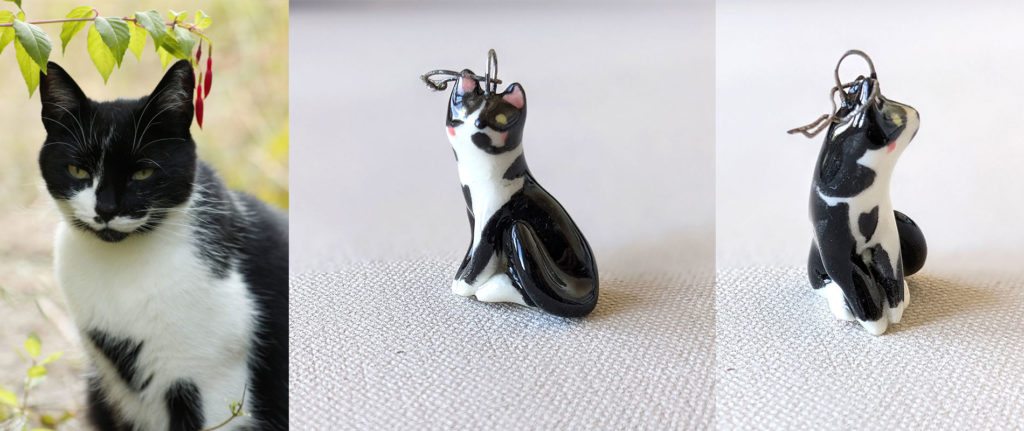 porcelain cat pendant custom made 