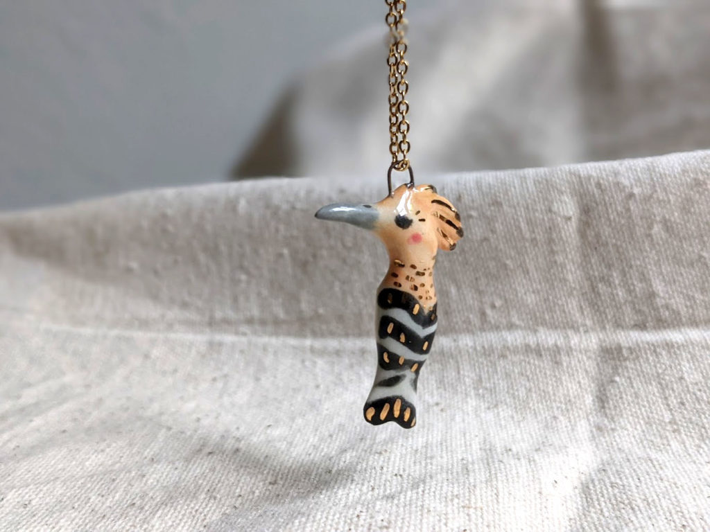 hoopooe custom made porcelain pendant