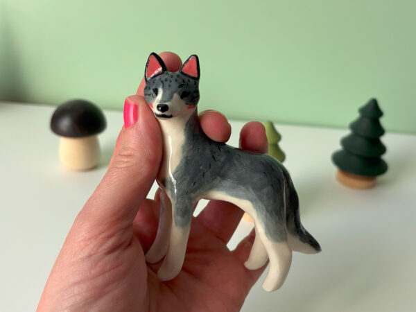 Figurine - Loup Gris en Porcelaine – Image 4