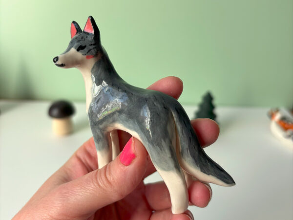 Figurine - Loup Gris en Porcelaine – Image 3