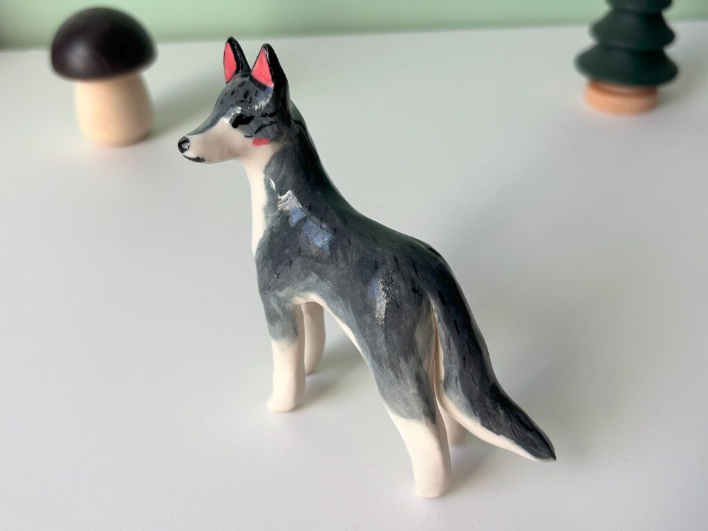 cute porcelain wolf figurine