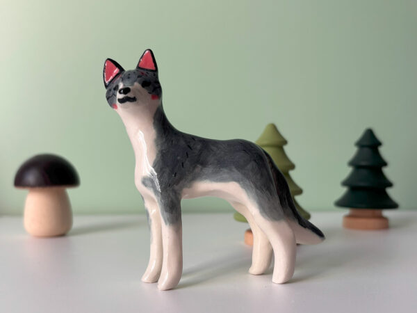 Figurine - Loup Gris en Porcelaine – Image 5