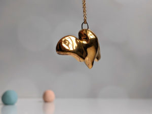 gold porcelain barn owl pendant