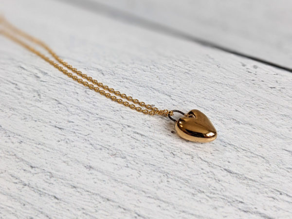 porcelain gold heart pendant