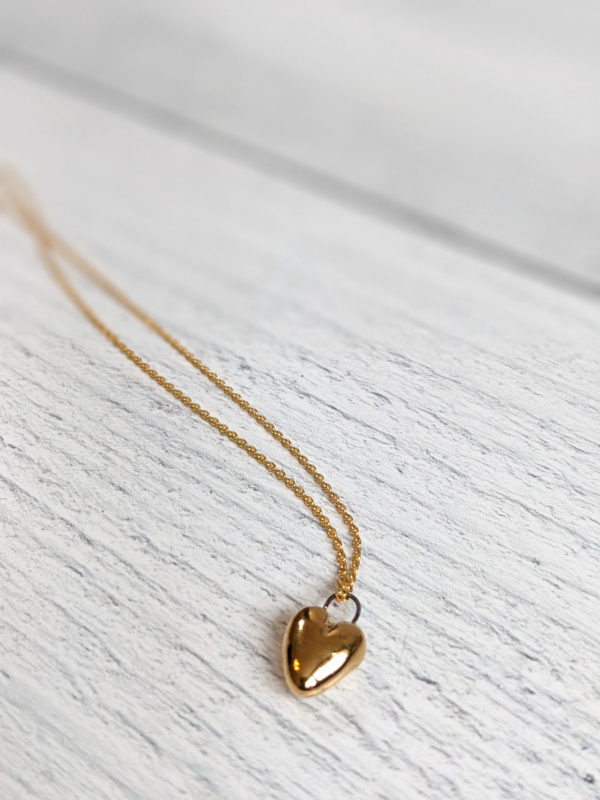 porcelain gold heart pendant