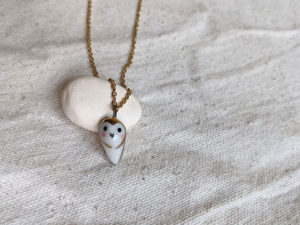 golden owl porcelain pendant