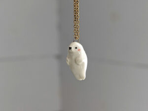 baby seal pendant in white porcelain