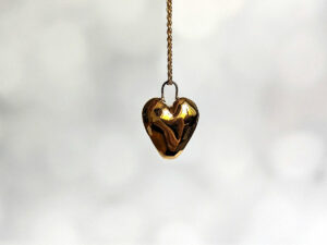 porcelain gold heart pendant