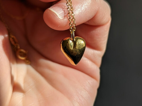 porcelain gold heart pendant