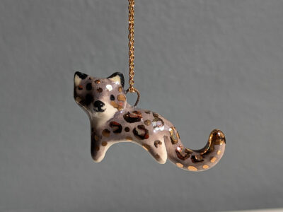 Pendentif Panthère Porcelaine et Or – Image 7