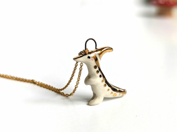 parasaurolophus pendant dinosaur porcelain cute