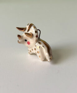 cute triceratops pendant in porcelain and gold