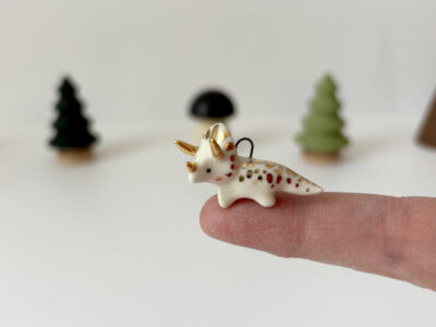 Ceramics & Gold Triceratops Pendant - Image 5